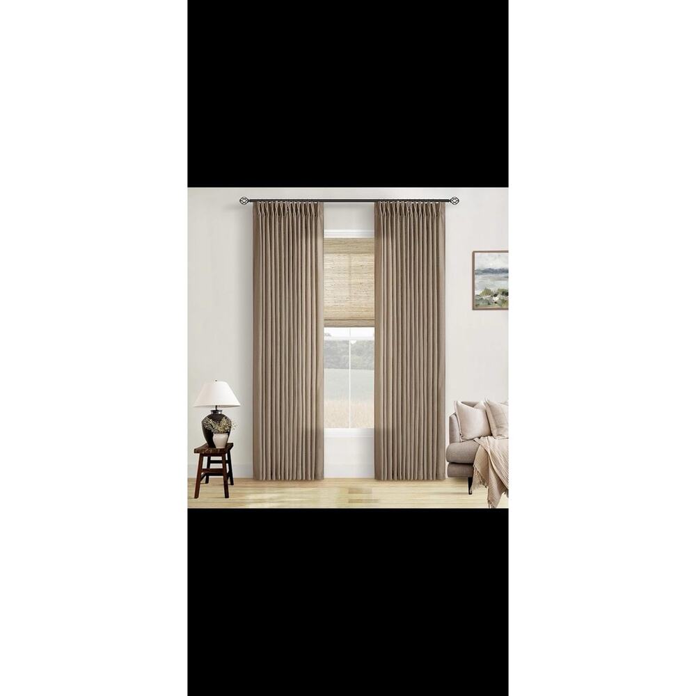 TWODRAPES Pinch Pleated Memory Trained Linen Curtains Cream/Natural